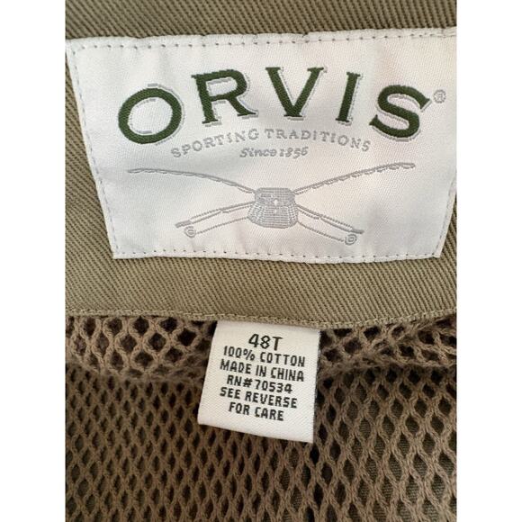 ORVIS Jacket Zambezi Mens 48T Leather Elbow Patch Tan Canvas Sport Coat Hunting - Picture 9 of 10